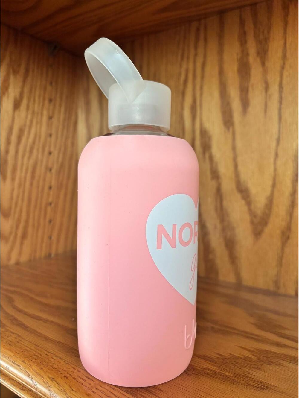 RARE BKR Glass Water Bottle 16oz Pink Nordy Girl Heart - Picture 5 of 6